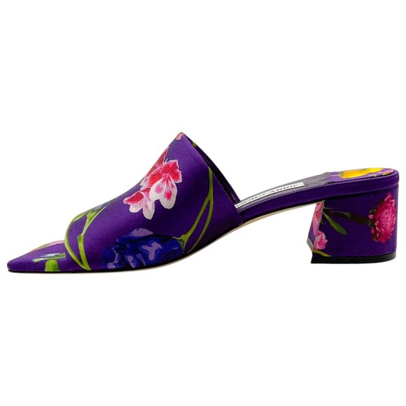 Jimmy Choo Themise Floral Satin Mule Sandals - Picture 3 of 6